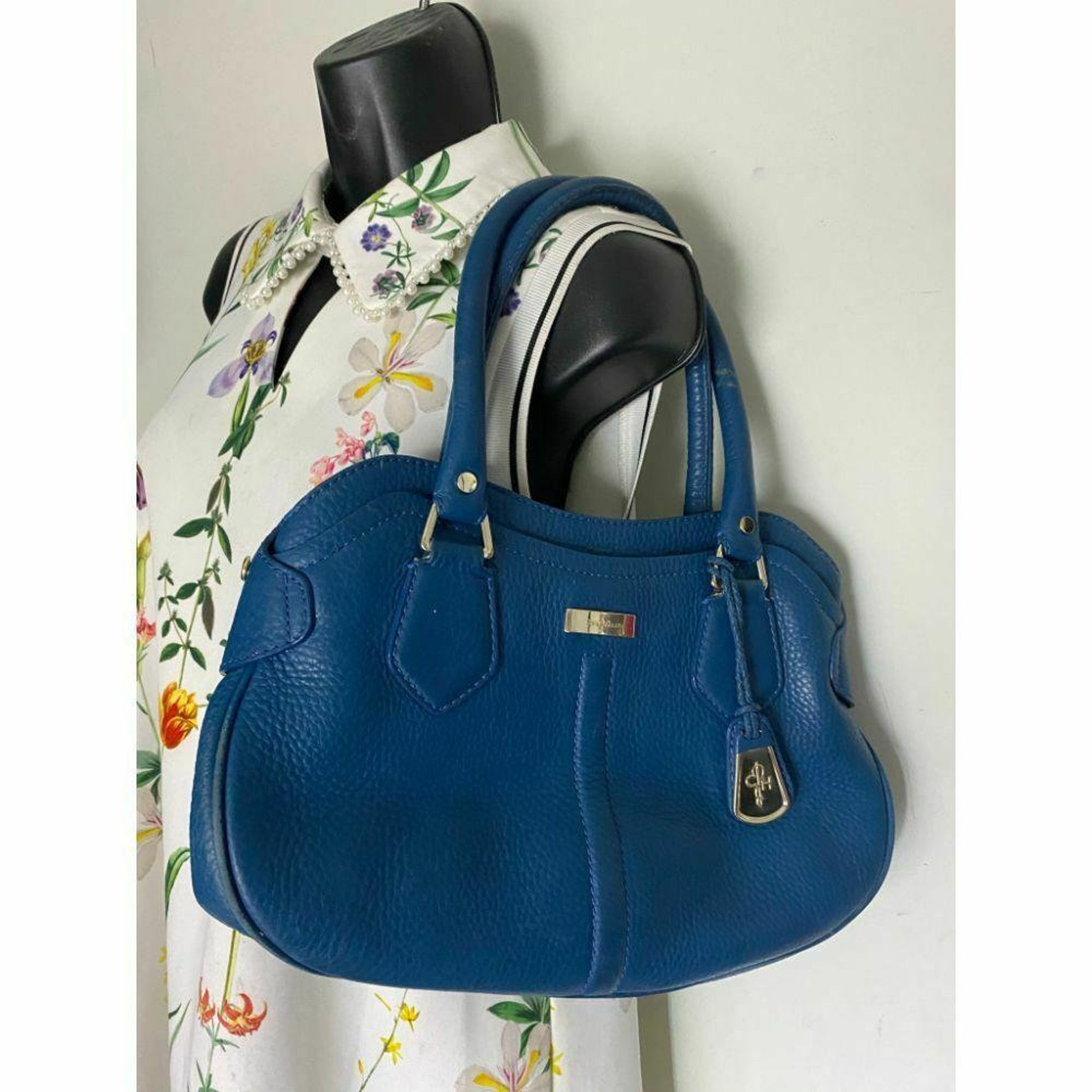 COLE HAAN Blue Large Leather Tote/ Shoulder Bag | Etsy