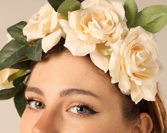 Blooming Artisan Floral Tiara for Enchanting Occasions and Boho Bridal Looks Handcrafted Flower Headband for Wedding vine