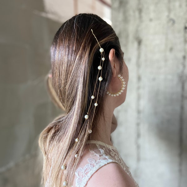 Pearl Hair Pins, Pearl Hair Chain, Princess Hair Accessories, Gold Hair Chain, Pearl Headpiece, Bridal Hair, for Wedding - Daily Accessories