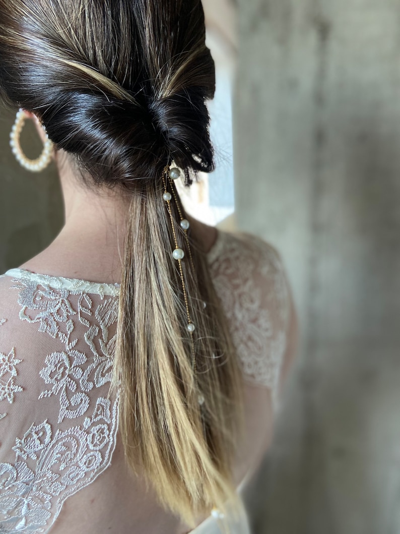Elegant Pearl Hair Chain: Gold Princess Bridal Headpiece - Etsy