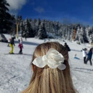 Floral Hair Clip, French Barrettes Hair Clip with Flower, Natural Color Hair Accessories