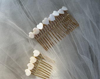 Mother Of Pearl Heart Shape Hair Comb, Minimalist Hair Comb, Minimal Hair Piece, Gift for Mom, Gift for Girlfriend