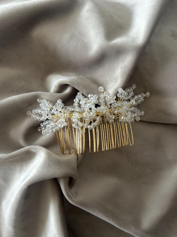 Bridal wedding bling diamond crystal hair comb new Crystal Bridal Hair Comb Silver Opal Rhinestone Bride  main image 2