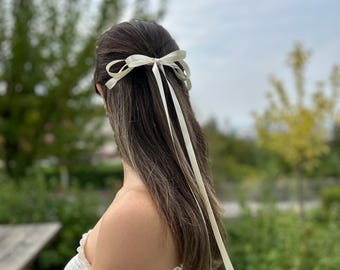Handmade Satin Hair Bow: Ballet Style Barrette Clip