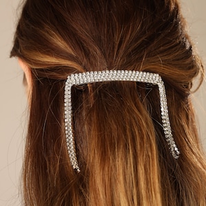 Bridal Hair Clip for Wedding, Rhinestone Hair Clip, Rhinestone Hair Chain, Hair clip for Women, Crystal Silver Hair Accessories image 1