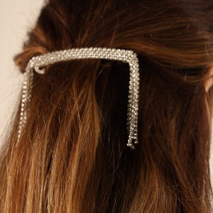 Bridal Hair Clip for Wedding, Rhinestone Hair Clip, Rhinestone Hair Chain, Hair clip for Women, Crystal Silver Hair Accessories image 3