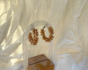 Gold Crystal Hoop Earrings - Wedding Jewelry - Prom & Bridesmaid Accessories-Handmade Silver Plated Earring/Women's Statement Earring