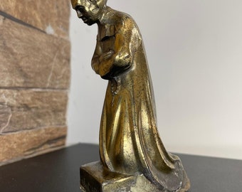 Statue Bronze Saint Antique French Statue Ave Maria religious Lourdes Mary Rare 19th