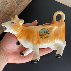 Cow Vintage Ceramic 1960s Porcelain Glazed Cow Animal Milk Jug Creamer Mark Rare