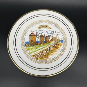 G.S. Presenta Ltd Ceramic White Plate Hand Painted Rhodes Greece