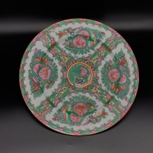 OLD CHINA Antique 19th Chinese Famille Rose Plate , Porcelain Hand Painted