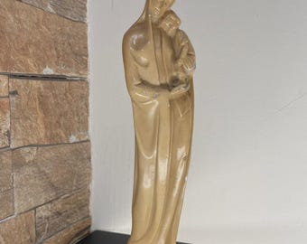Vintage Madonna & Child Statue – Mid Century Virgin Mary Figurine Religious Catholic Decor