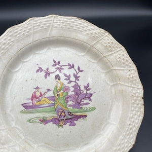 Rare assiette de chinoiseries antiques du 19ème siècle fait main en France