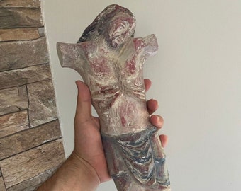 Catholic Antique Statue of the body of Jesus Christ Passion chalkware 16th-18th