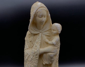 Virgin Mary Immaculate Conception Antique Statue Old Plaster Chalkware France