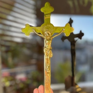 Antique Cross Brass Antique Crucifix 1890s Religious Stand Church France
