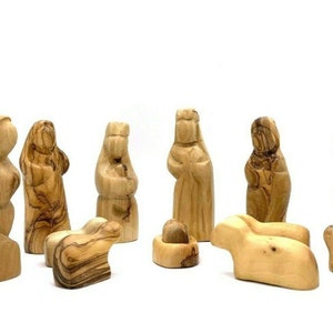 Olive Wood Carved Set of 12pcs Nativity Scene Christmas Story Holy Family - Holy Land
