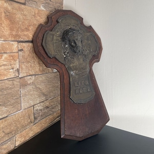 Kreuz 12,5 "Antike Kruzifix Religiöse Jesus Bronze Holz Christus Kirche Selten