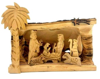 Olive Wood Nativity Cave The cave of Jesus Birth Grotto - Hand Made - Bethlehem