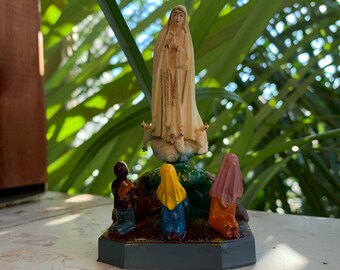 Vintage Mini Pewter Mother Mary, Mini Statue, Catholic, Figurine Plastic ITALY