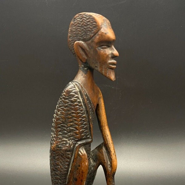Antique Male Art Tribal Wooden, South African Wood Carving, Statue, Sculpté à la main