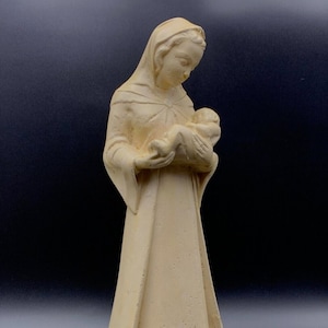 BJB Antique Virgin Mary Jesus Child Old Plaster Statue Chalkware From Belgium