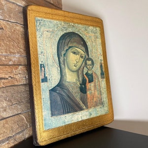 Vintage Icon Jesus Christ Mary 20th Old Orthodox wood Rare