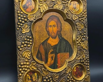 Christ Pantocrator Orthodox Icon Wall Plaque Religious Christian Decor Sacred Art