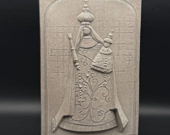 Vintage Belgian Ceramic Religious Wall Plaque Virga Jesse 1982 Signed Decor