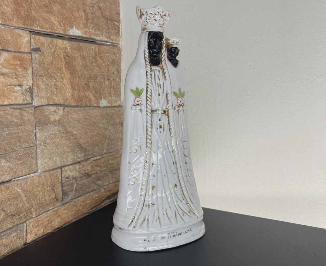 Antique Porcelain Black Madonna Statue Notre-dame De Walcourt, France ...