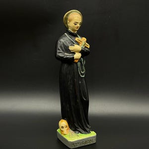 Estatua de San Gerardo tallada a mano en madera antigua, figura religiosa católica, arte raro