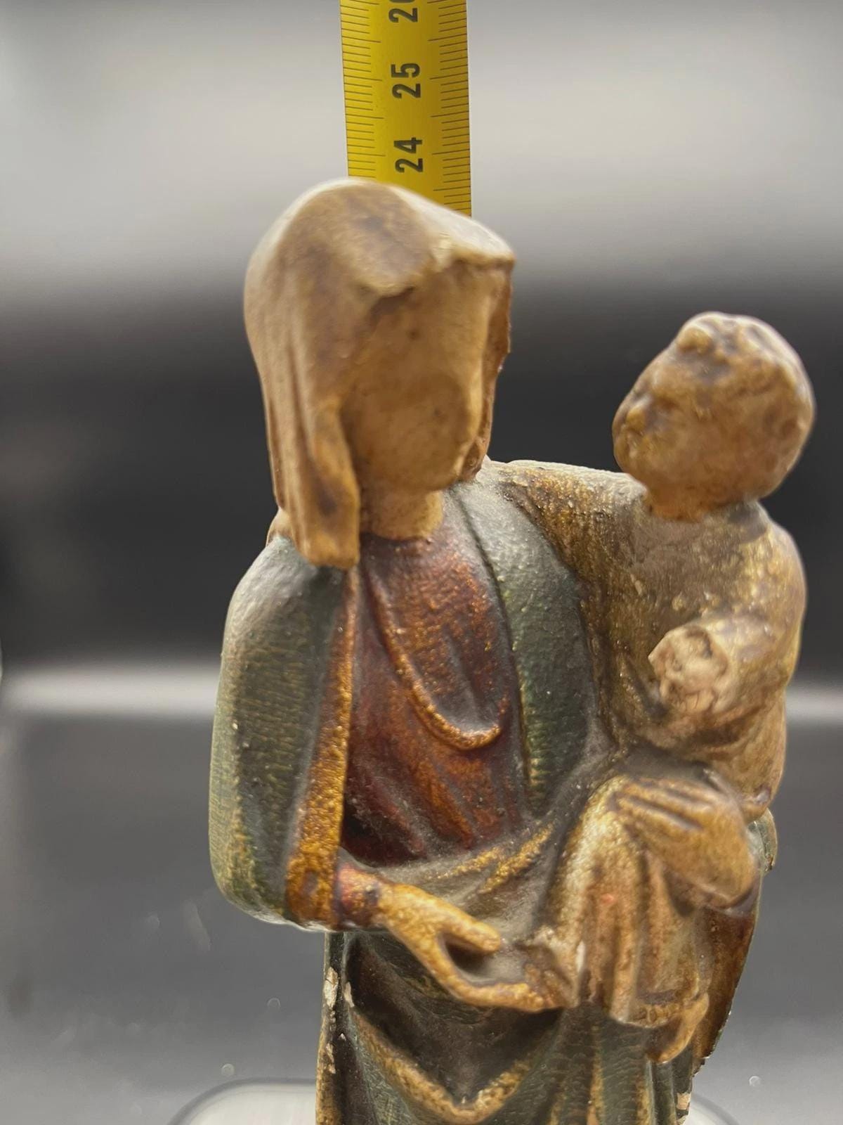 Antique Madonna & Child Statue - French Cast Plaster - Hand Painted ...