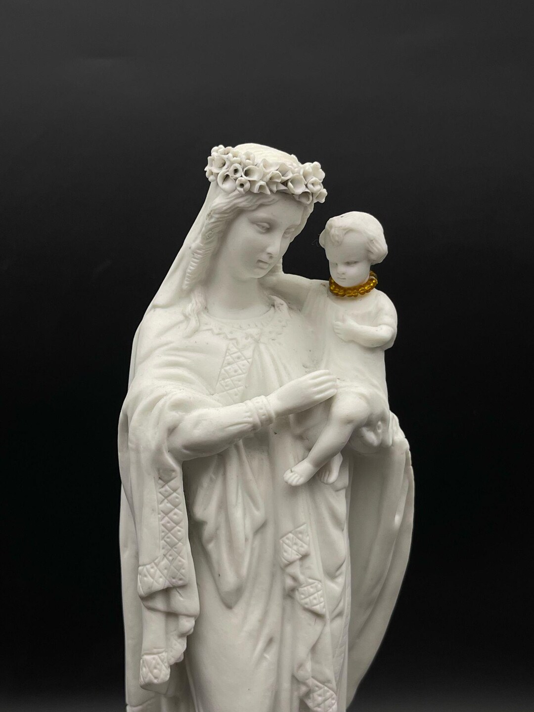 Antique Porcelain Madonna and Child Statue: French Religious Figurine ...