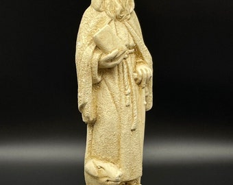 Vintage Saint Anthony Plaster Statue, Pig Figurine, 11"