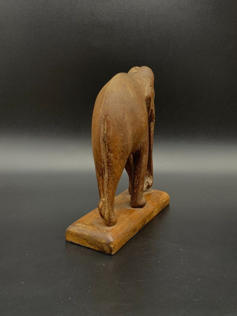 VINTAGE Beautiful Wooden Elephant Statue Hand Carved SOLID - Etsy