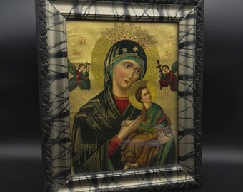 Vintage Madonna & Child Framed Religious Wall Plaque Christian Home Decor