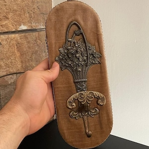 Vintage single Clothes heads Holder board wood French Hand Embroidered