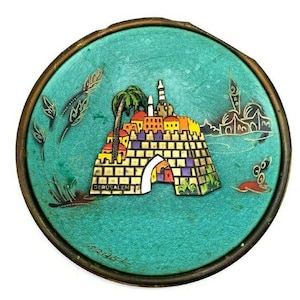 Vintage Jerusalem Souvenir Wall Plate, Decorative, Painted Dish Made In Israel