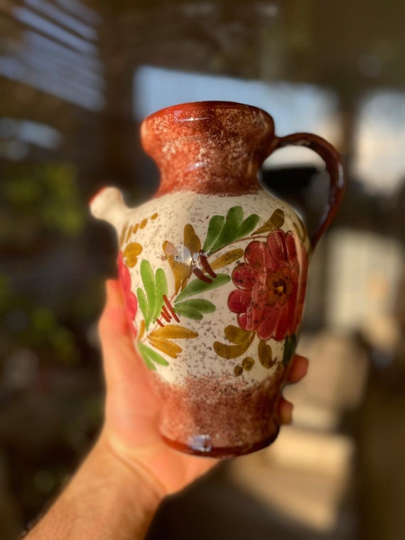 アンティークピッチャー 水差し 陶器 白 花柄 花瓶 白 ピッチャー