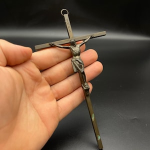Vintage Bronze Crucifix Wall Cross Mid-Century Christian Religious Décor | Catholic Wall Hanging