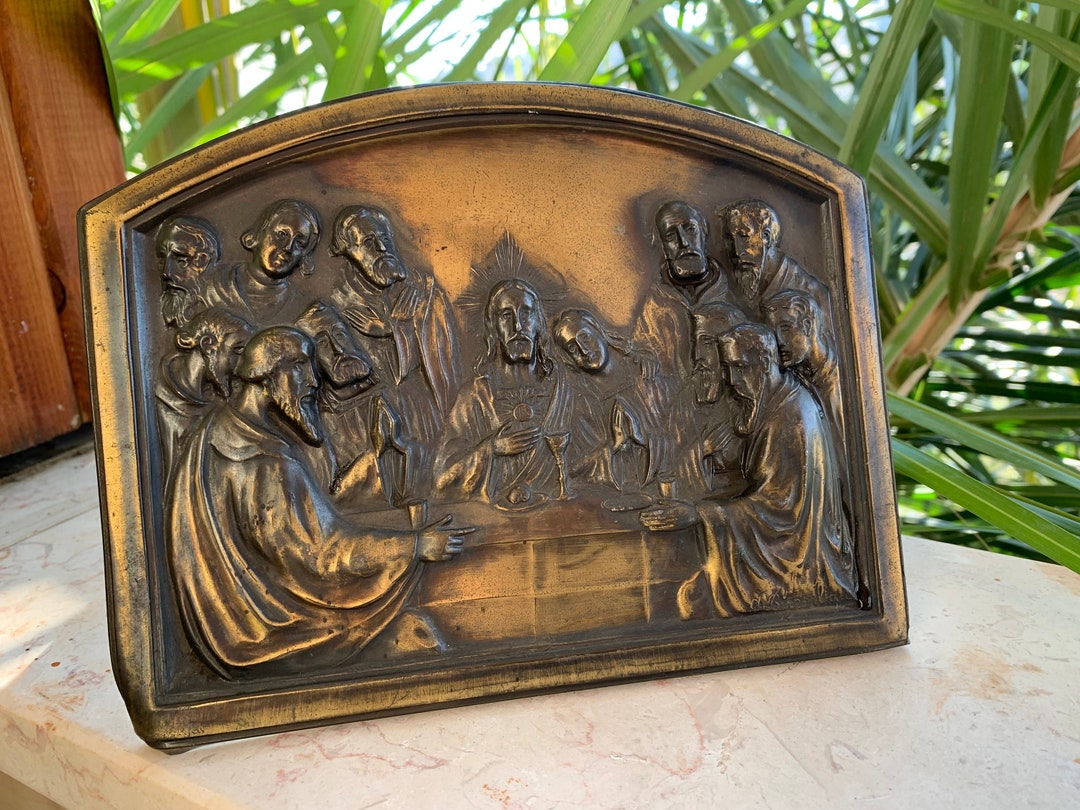 Bronze the Last Supper Jesus Da Vinci Antique Sculptural Relief Rare ...