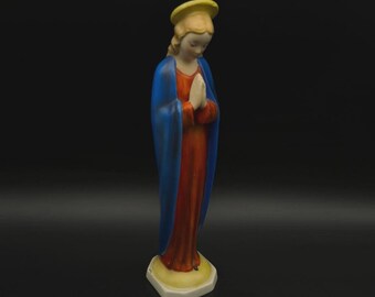 Vintage Virgin Mary Madonna Porcelain Figurine Hand Painted Religious Statue HM 33