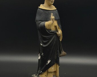 Vintage Saint Vincentius Religious Statue Hand Painted Figure 10" Decor