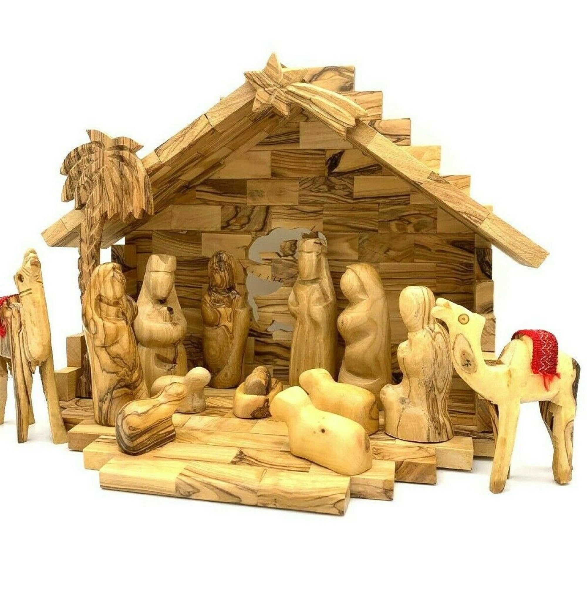 15 Stück Bethlehem Olivenholz Krippe Weihnachtsgeschenk Jesus