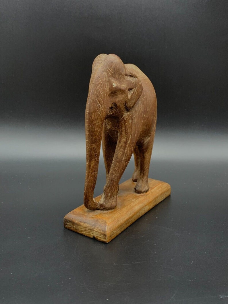 VINTAGE Beautiful Wooden Elephant Statue Hand Carved SOLID - Etsy