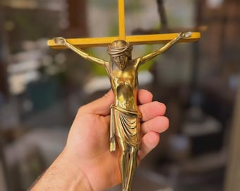 Vintage Large Christian Wall Crucifix Jesus Corpus Cross 60cm Religious Decor