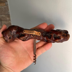 Antique French Vine Corkscrew Wine Bottle Opener Natural Knots Root Rare