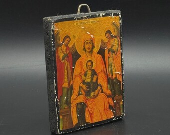Orthodox Madonna & Child Icon Plaque Byzantine Style Christian Religious Wall Art