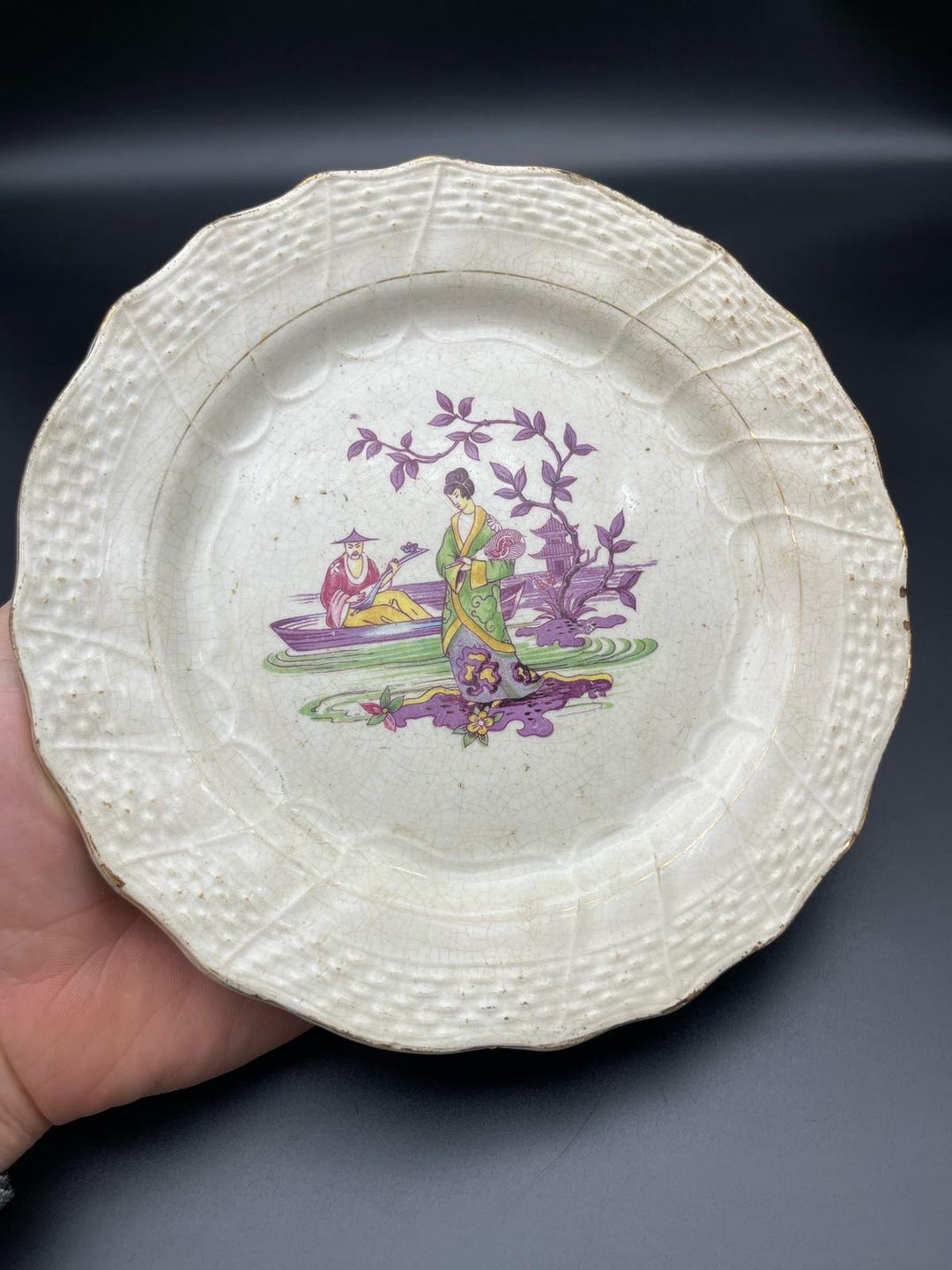 希少なアンティーク フランス シノワズリ プレート 19 世紀