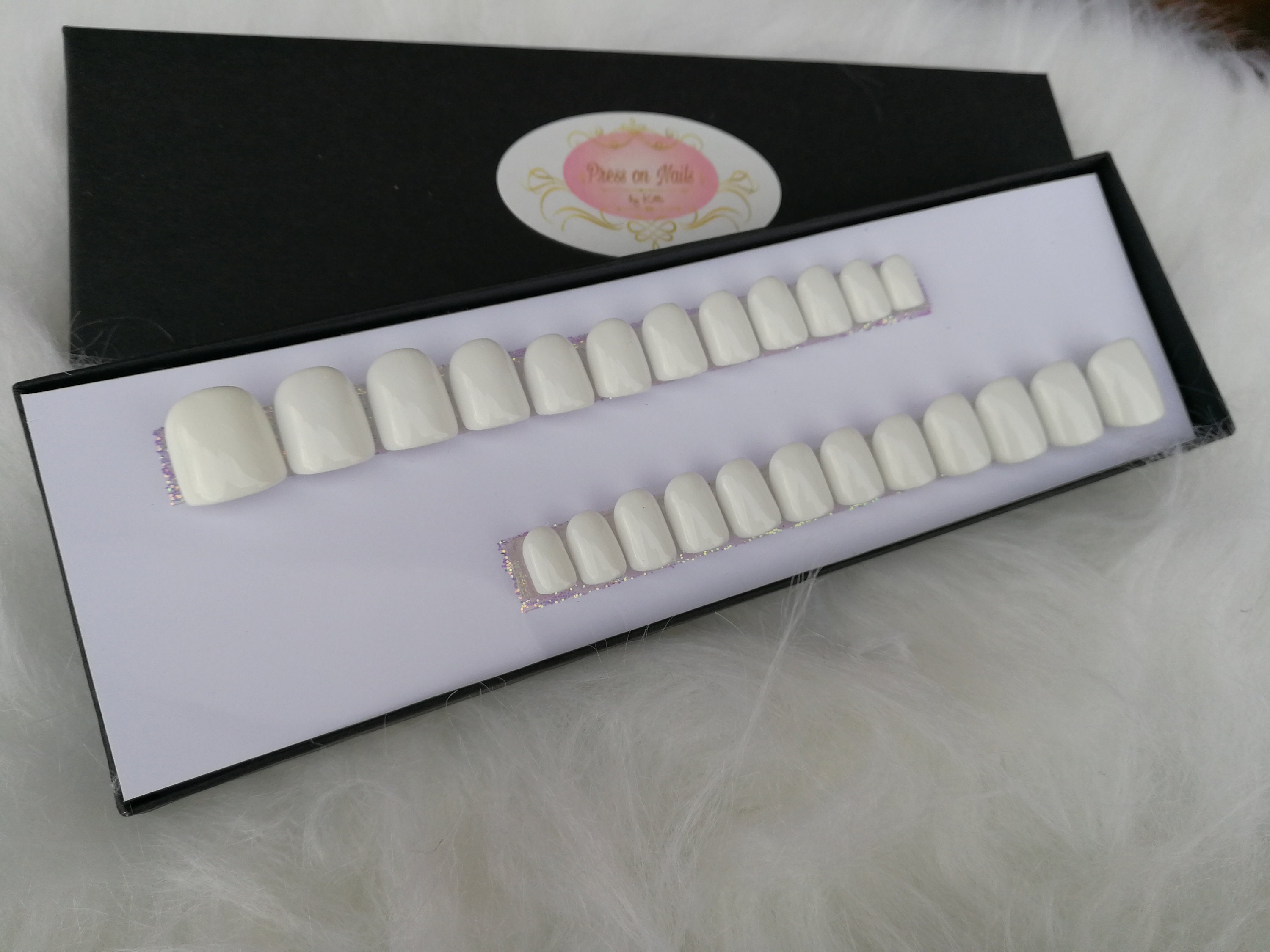 Short Square Nails White nails Press on nails Full set of | Etsy